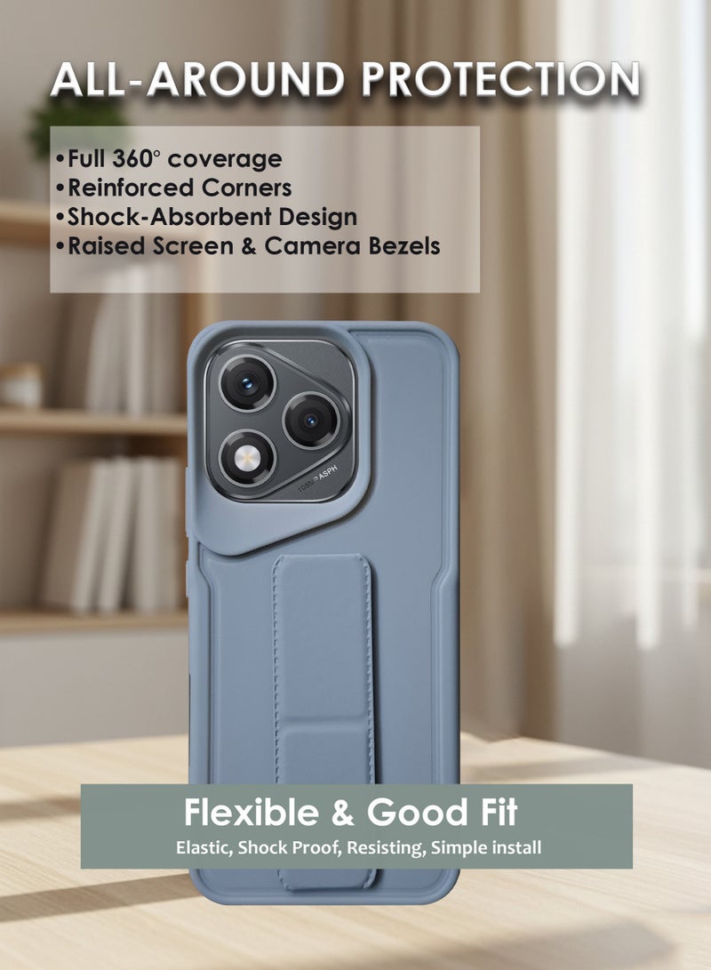 Honor 400 Lite Hand Grip Case Cover - Magnetic Hand Grip Holder & Kickstand - Strong Grip for Magnetic Car Holder, Stylish Silicone Case & Functional, Ultimate Convenience & Hands-Free Viewing - Grey - Image 4